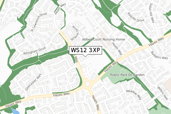 WS12 3XP map - large scale - OS Open Zoomstack (Ordnance Survey)