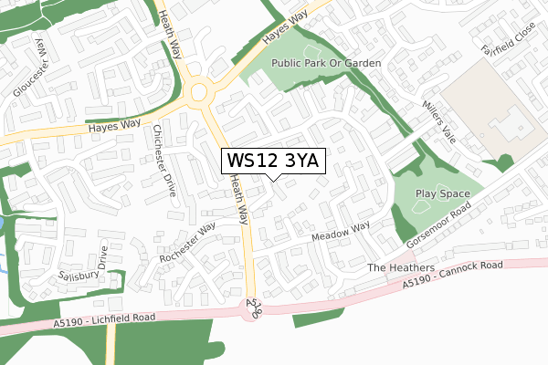 WS12 3YA map - large scale - OS Open Zoomstack (Ordnance Survey)