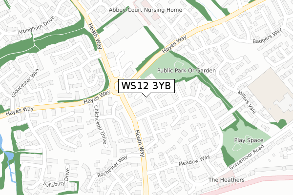 WS12 3YB map - large scale - OS Open Zoomstack (Ordnance Survey)