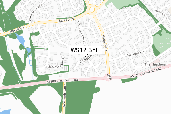WS12 3YH map - large scale - OS Open Zoomstack (Ordnance Survey)
