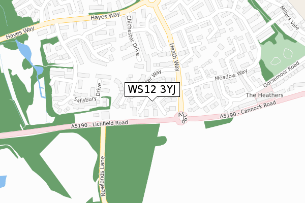 WS12 3YJ map - large scale - OS Open Zoomstack (Ordnance Survey)