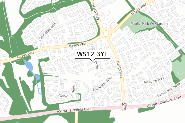 WS12 3YL map - large scale - OS Open Zoomstack (Ordnance Survey)