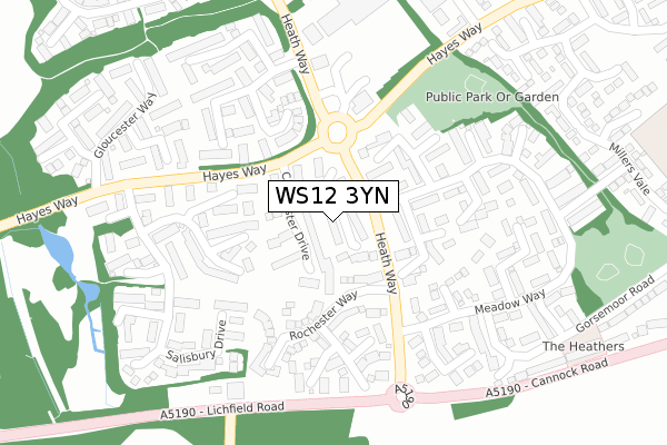 WS12 3YN map - large scale - OS Open Zoomstack (Ordnance Survey)