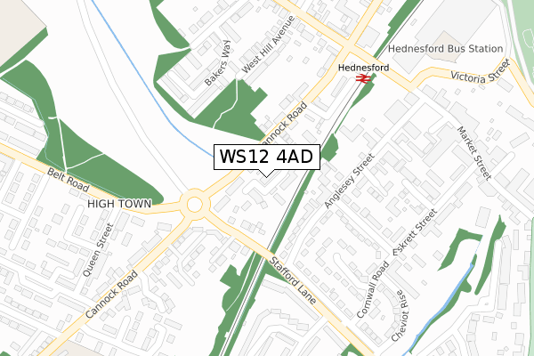 WS12 4AD map - large scale - OS Open Zoomstack (Ordnance Survey)