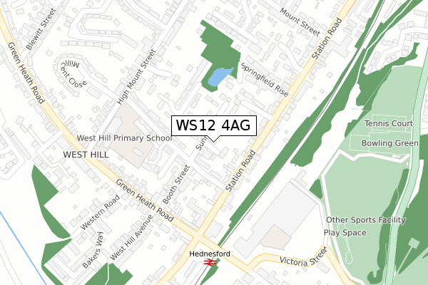 WS12 4AG map - large scale - OS Open Zoomstack (Ordnance Survey)