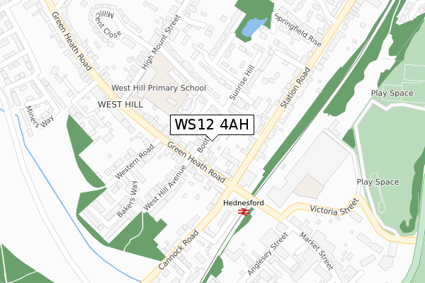 WS12 4AH map - large scale - OS Open Zoomstack (Ordnance Survey)