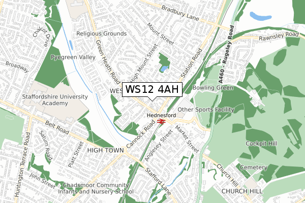 WS12 4AH map - small scale - OS Open Zoomstack (Ordnance Survey)