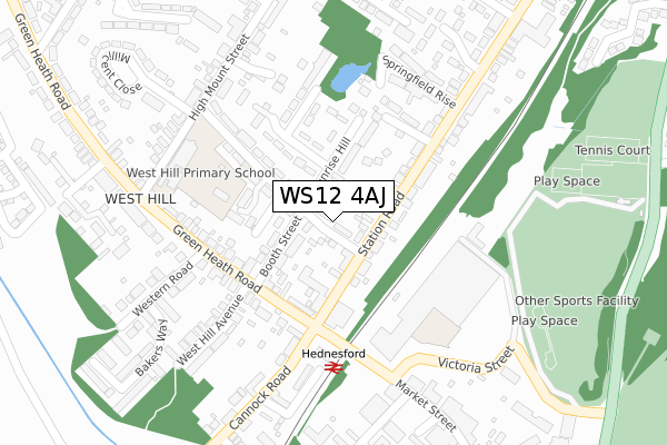 WS12 4AJ map - large scale - OS Open Zoomstack (Ordnance Survey)