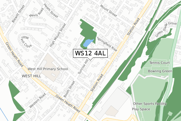 WS12 4AL map - large scale - OS Open Zoomstack (Ordnance Survey)