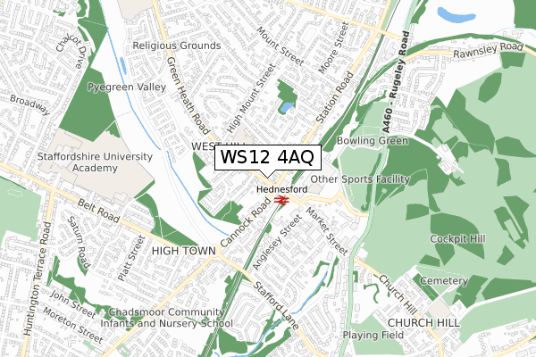 WS12 4AQ map - small scale - OS Open Zoomstack (Ordnance Survey)