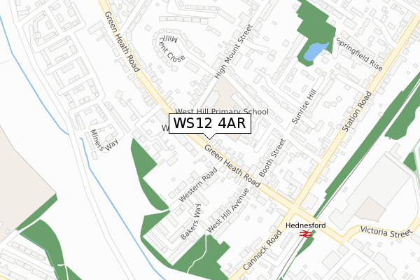 WS12 4AR map - large scale - OS Open Zoomstack (Ordnance Survey)