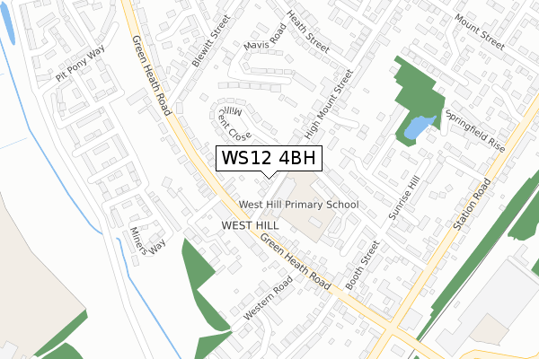 WS12 4BH map - large scale - OS Open Zoomstack (Ordnance Survey)