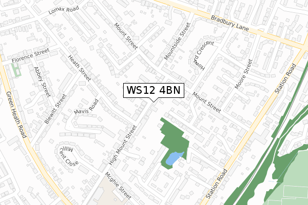 WS12 4BN map - large scale - OS Open Zoomstack (Ordnance Survey)