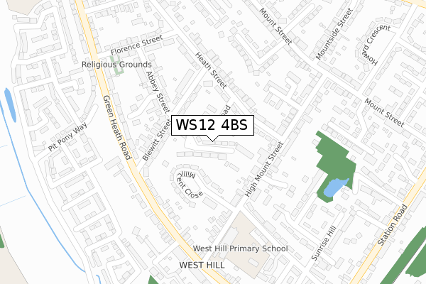 WS12 4BS map - large scale - OS Open Zoomstack (Ordnance Survey)