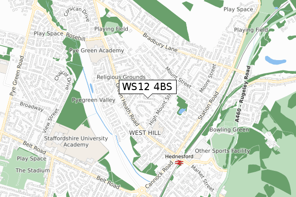 WS12 4BS map - small scale - OS Open Zoomstack (Ordnance Survey)