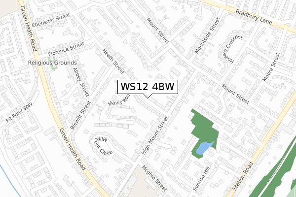 WS12 4BW map - large scale - OS Open Zoomstack (Ordnance Survey)