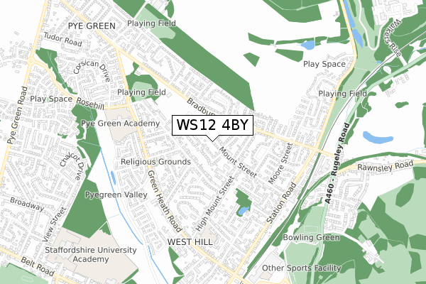 WS12 4BY map - small scale - OS Open Zoomstack (Ordnance Survey)