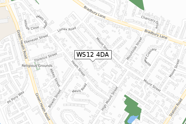 WS12 4DA map - large scale - OS Open Zoomstack (Ordnance Survey)