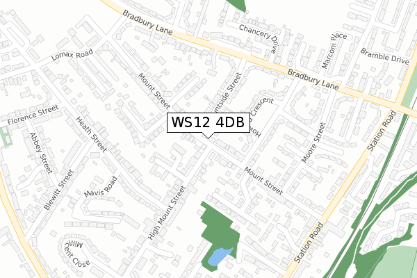 WS12 4DB map - large scale - OS Open Zoomstack (Ordnance Survey)