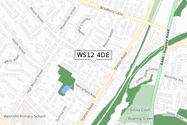 WS12 4DE map - large scale - OS Open Zoomstack (Ordnance Survey)