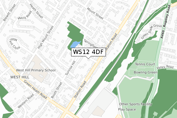 WS12 4DF map - large scale - OS Open Zoomstack (Ordnance Survey)