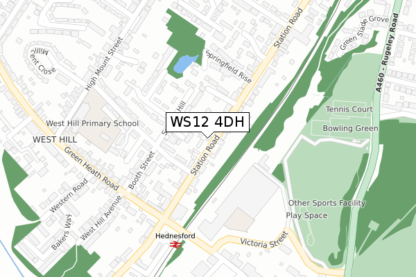 WS12 4DH map - large scale - OS Open Zoomstack (Ordnance Survey)