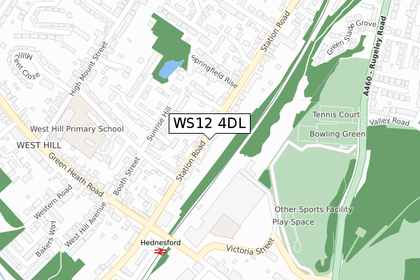 WS12 4DL map - large scale - OS Open Zoomstack (Ordnance Survey)