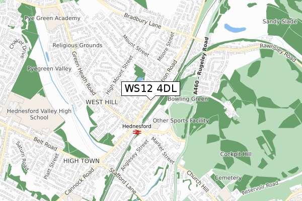 WS12 4DL map - small scale - OS Open Zoomstack (Ordnance Survey)