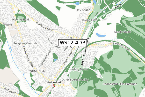 WS12 4DP map - small scale - OS Open Zoomstack (Ordnance Survey)