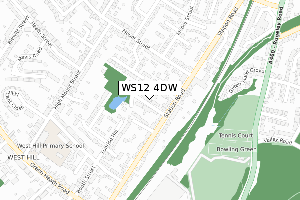 WS12 4DW map - large scale - OS Open Zoomstack (Ordnance Survey)