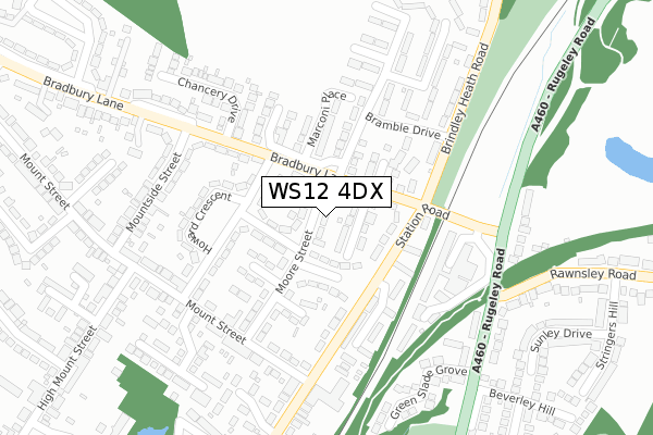 WS12 4DX map - large scale - OS Open Zoomstack (Ordnance Survey)