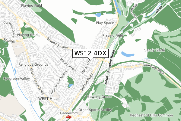WS12 4DX map - small scale - OS Open Zoomstack (Ordnance Survey)