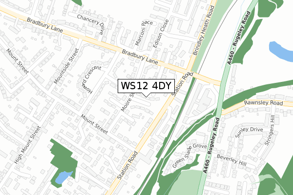 WS12 4DY map - large scale - OS Open Zoomstack (Ordnance Survey)