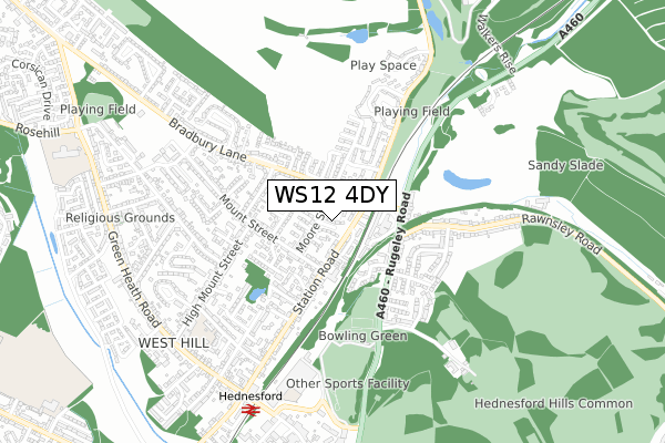 WS12 4DY map - small scale - OS Open Zoomstack (Ordnance Survey)