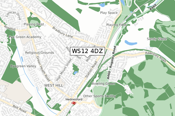 WS12 4DZ map - small scale - OS Open Zoomstack (Ordnance Survey) WS12 4DZ map - small scale - OS Open Zoomstack (Ordnance Survey)