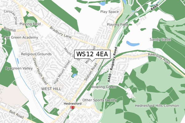 WS12 4EA map - small scale - OS Open Zoomstack (Ordnance Survey)