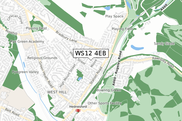WS12 4EB map - small scale - OS Open Zoomstack (Ordnance Survey)