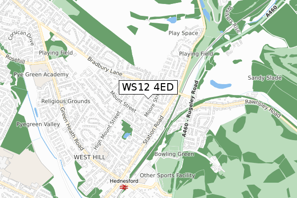 WS12 4ED map - small scale - OS Open Zoomstack (Ordnance Survey)