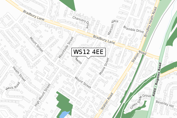 WS12 4EE map - large scale - OS Open Zoomstack (Ordnance Survey)