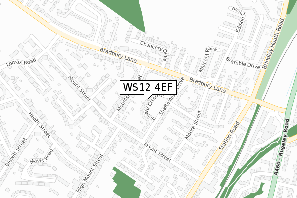 WS12 4EF map - large scale - OS Open Zoomstack (Ordnance Survey)