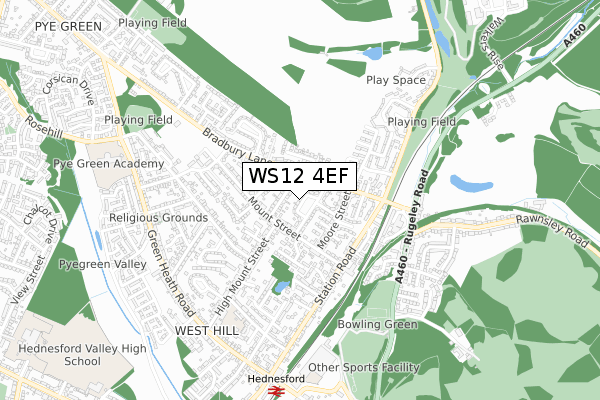 WS12 4EF map - small scale - OS Open Zoomstack (Ordnance Survey)