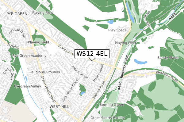 WS12 4EL map - small scale - OS Open Zoomstack (Ordnance Survey)