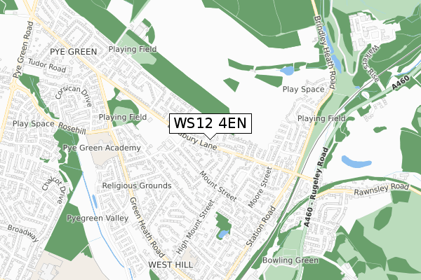 WS12 4EN map - small scale - OS Open Zoomstack (Ordnance Survey)