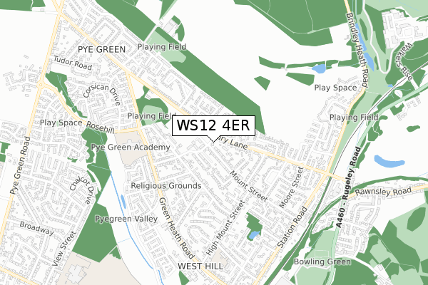 WS12 4ER map - small scale - OS Open Zoomstack (Ordnance Survey) WS12 4ER map - small scale - OS Open Zoomstack (Ordnance Survey)