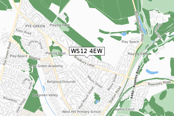 WS12 4EW map - small scale - OS Open Zoomstack (Ordnance Survey)