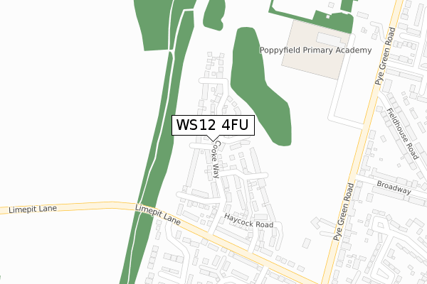 WS12 4FU map - large scale - OS Open Zoomstack (Ordnance Survey)