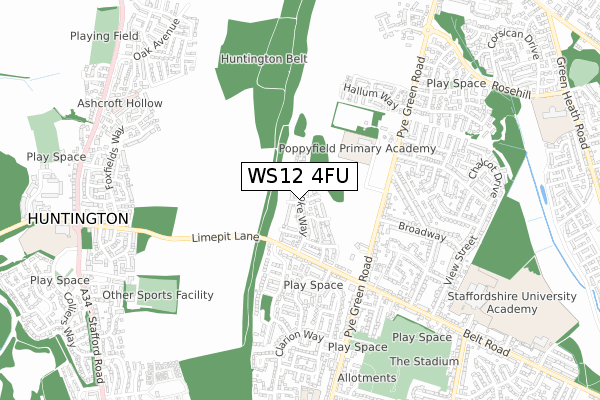 WS12 4FU map - small scale - OS Open Zoomstack (Ordnance Survey) WS12 4FU map - small scale - OS Open Zoomstack (Ordnance Survey)