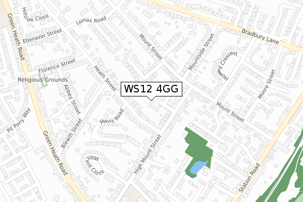 WS12 4GG map - large scale - OS Open Zoomstack (Ordnance Survey)