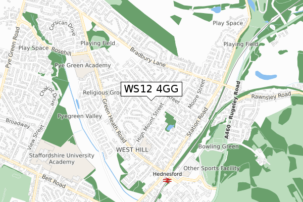WS12 4GG map - small scale - OS Open Zoomstack (Ordnance Survey)