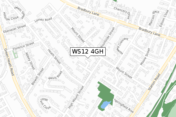 WS12 4GH map - large scale - OS Open Zoomstack (Ordnance Survey)